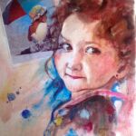 Portrait sur commande à l'acrylique et collage sur toile. Composition par Sylvie Forestier