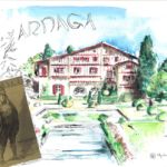 Aquarelle villa Arnaga. Edmond Rostand