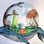 un monde libre baleine aquarelle