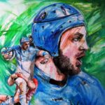 Acrylique portrait joueur rugby (60/60 cm.)