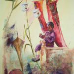 Composition asiatique aquarelle collages