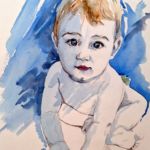 portrait bebe aquarelle sur commande
