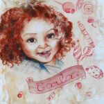 Portrait sur commande aux pastels secs et crayon de couleur. Composition par Sylvie Forestier